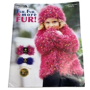 Vintage 2004 Leisure Arts Fur Knit & Crochet Projects Book Lions Brand Yarn